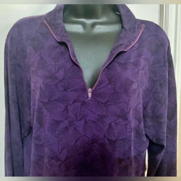 REI Large Purple Pullover Long Sleeve 3/4 Zip Top Lightweight size L Ginko leaf - Picture 3 of 6